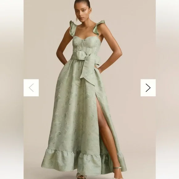 v chapman dresses green The Emma Dress in Emerald Baroque Floral 2 / Emerald Baroque Floral